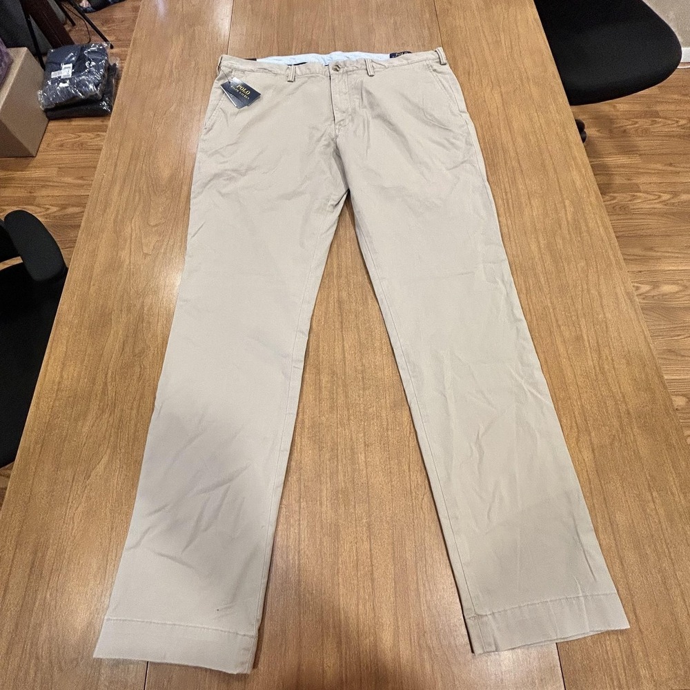 Polo Ralph Lauren Pants Mens 38x34 Beige Stretch Slim Fit Chino Twill *MARK NWT